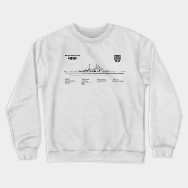 Bismarck - World War II Battleship of the Kriegsmarine - SDpng Crewneck Sweatshirt by SPJE Illustration Photography